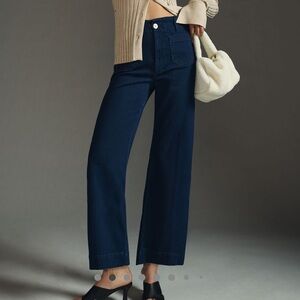 NWT the Colette Cropped High Waisted Dark Wide Leg Dark Wash Jeans by Maeve